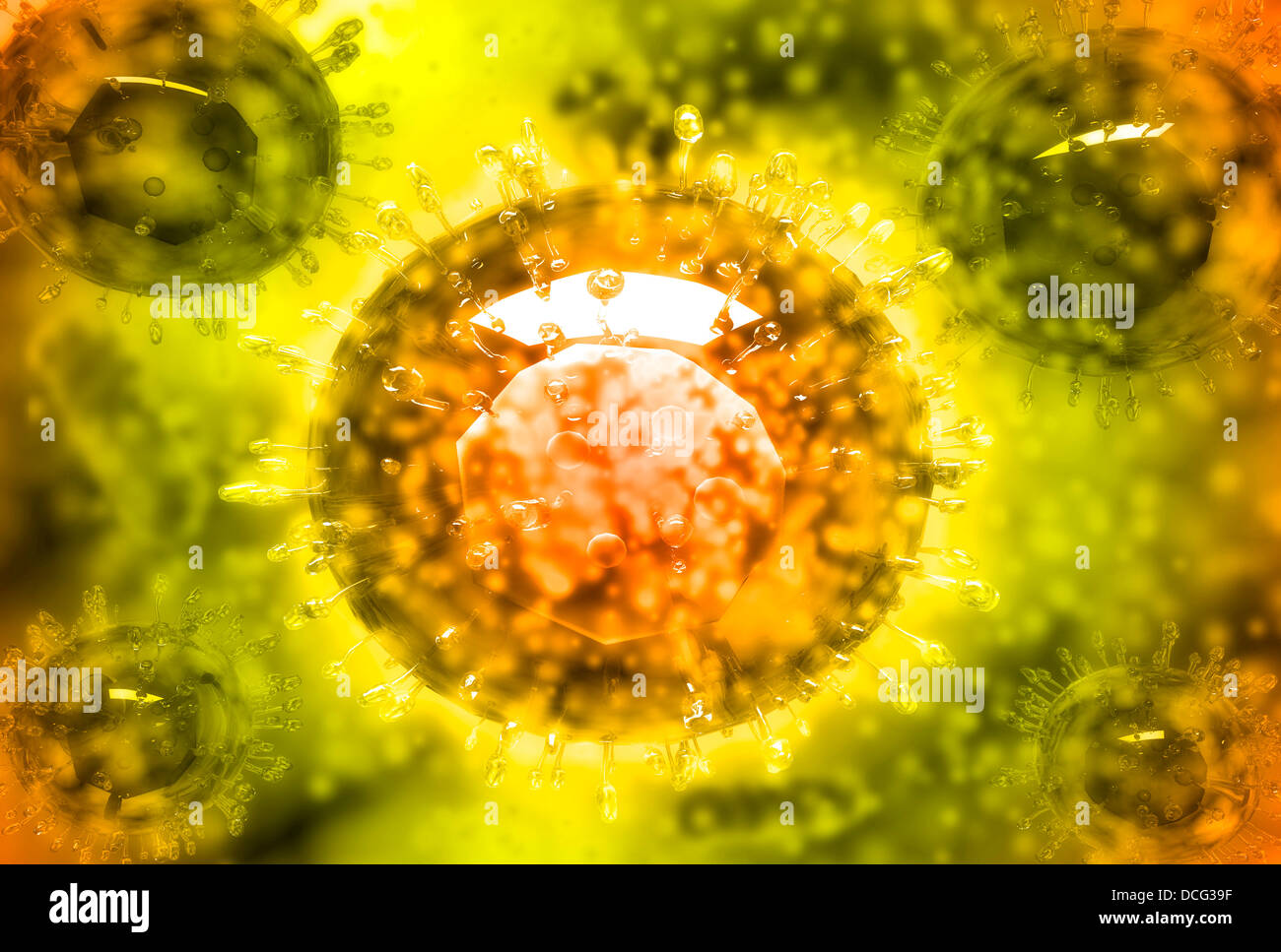 Group of H5N1 virus with glassy view. Stock Photo