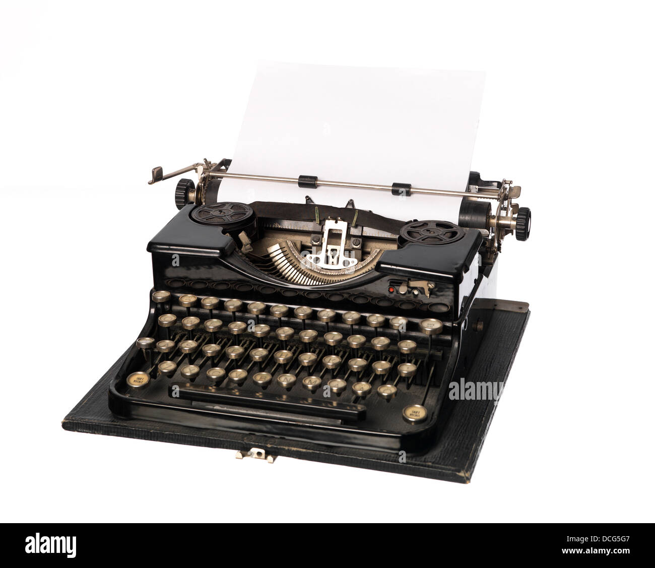 Vintage Portable Typewriter with Paper Stock Photo - Image of machine,  message: 16965118