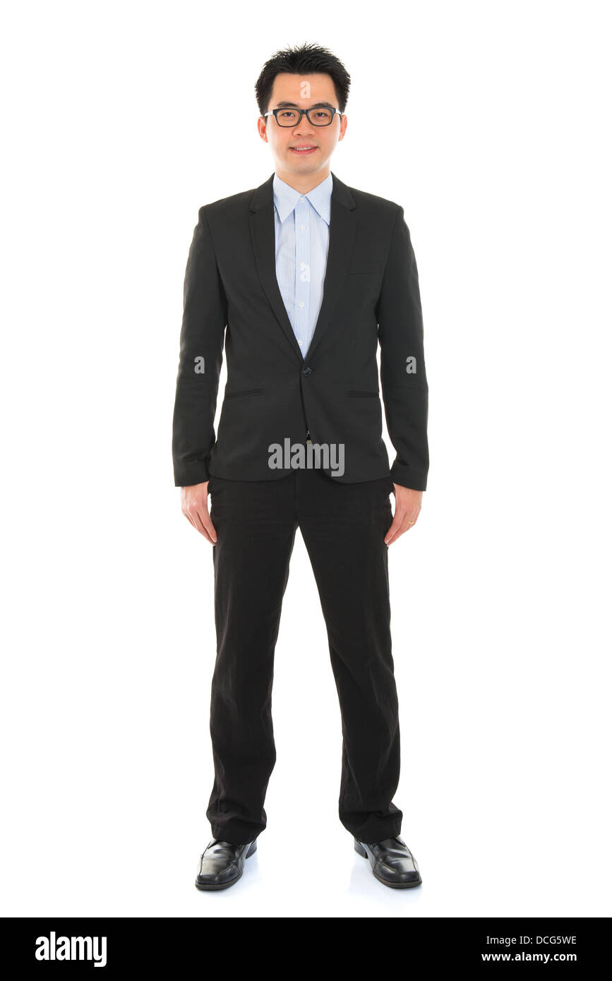 Confident full body Asian business man in formal full suit standing