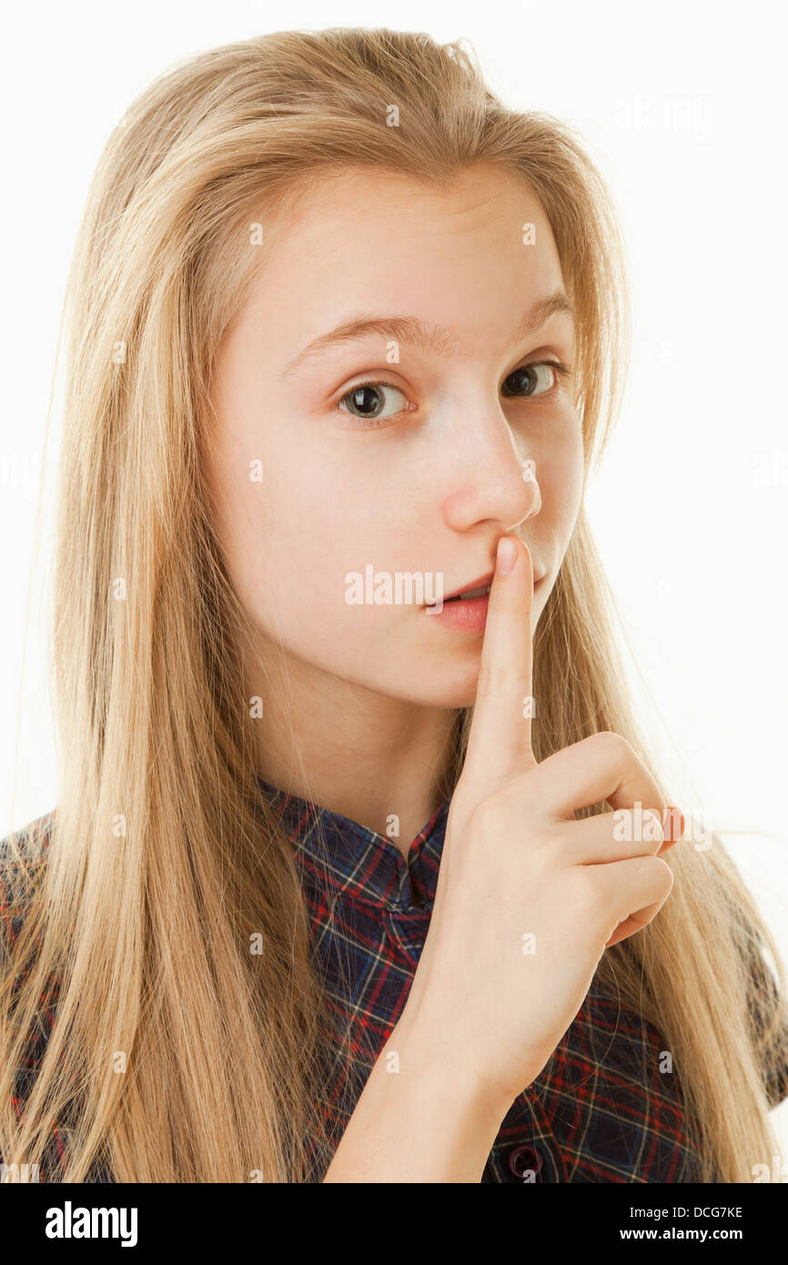 portrait teenager girl on a white background Stock Photo - Alamy