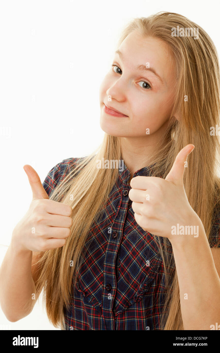 portrait teenager girl on a white background Stock Photo - Alamy