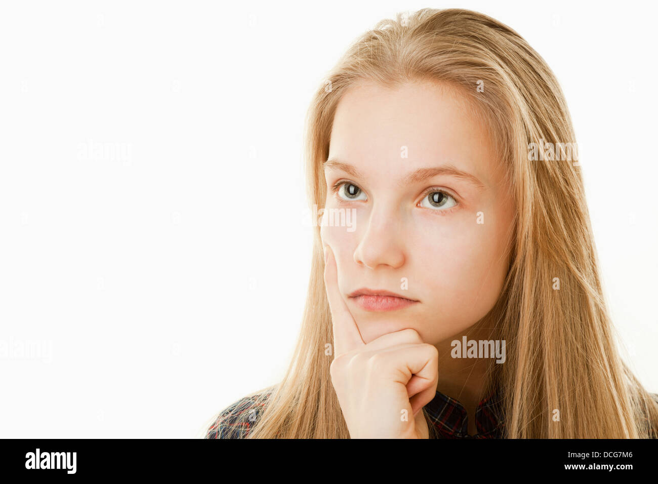 portrait teenager girl on a white background Stock Photo - Alamy