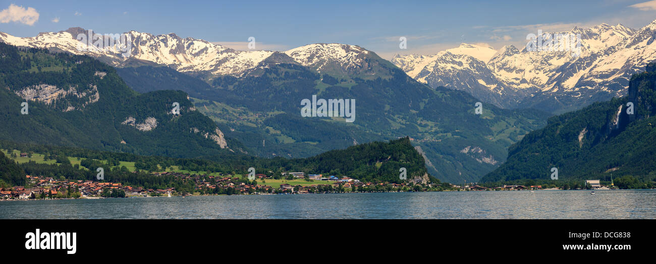 View on Brienz and the lake taken from Oberried, Switzerland Stock Photo