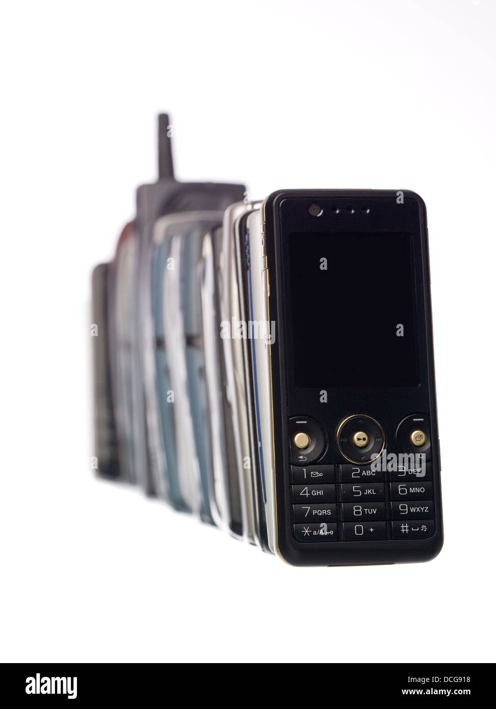 Cellphones in a row Stock Photo - Alamy