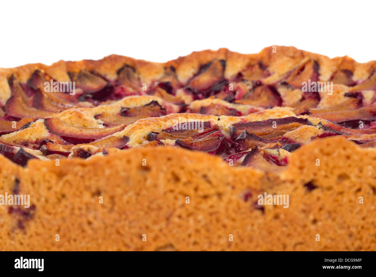 Baked cake with juicy plums Stock Photo - Alamy