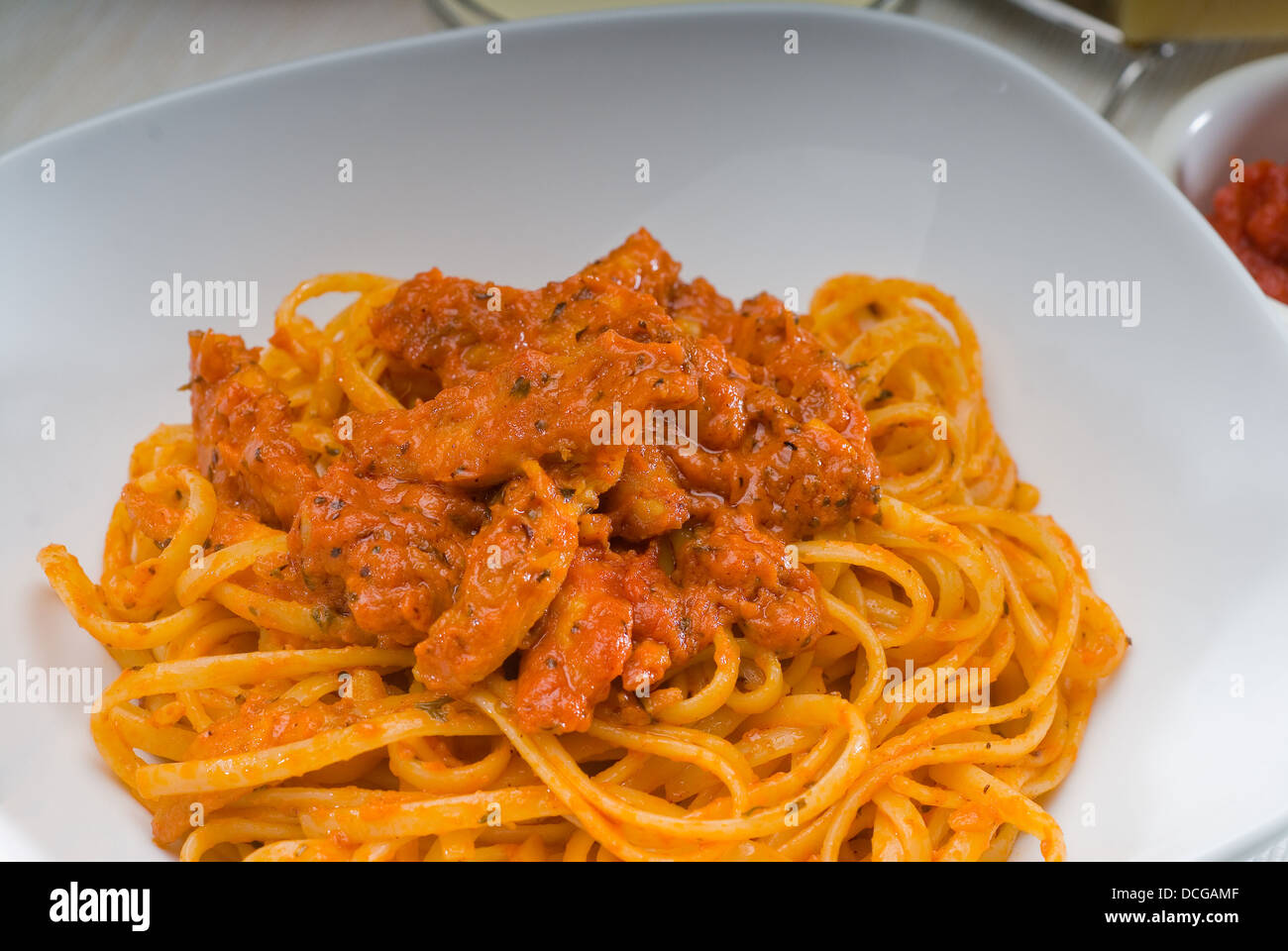tomato and chicken pasta Stock Photo - Alamy