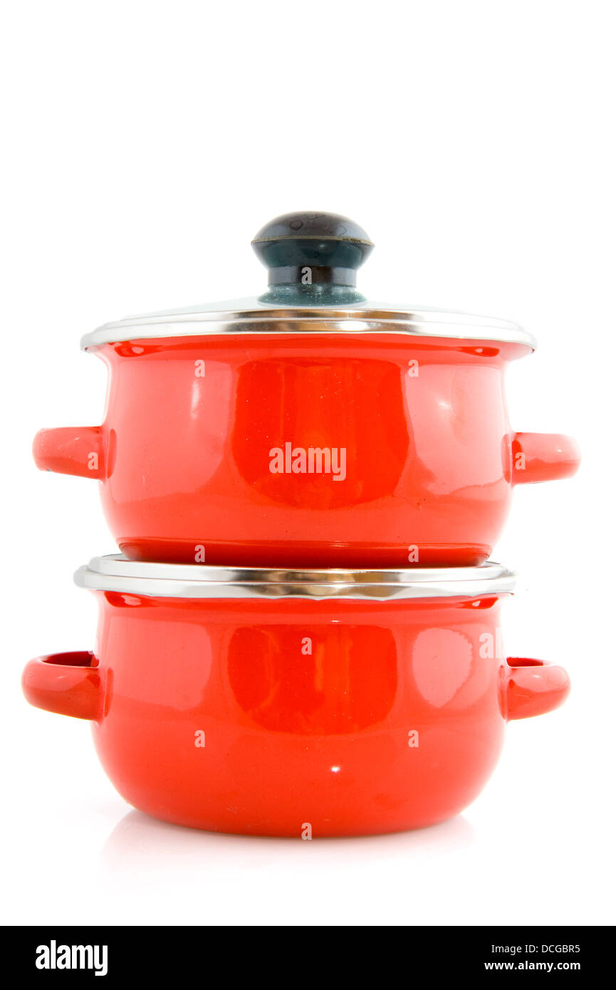 red cooking pots Stock Photo Alamy