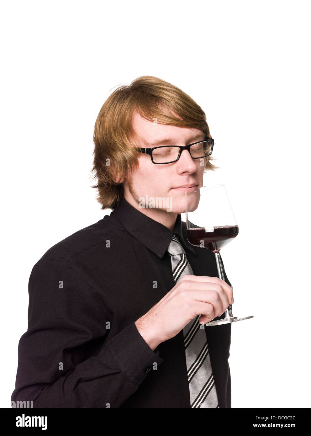 Man smelling wine Stock Photo - Alamy