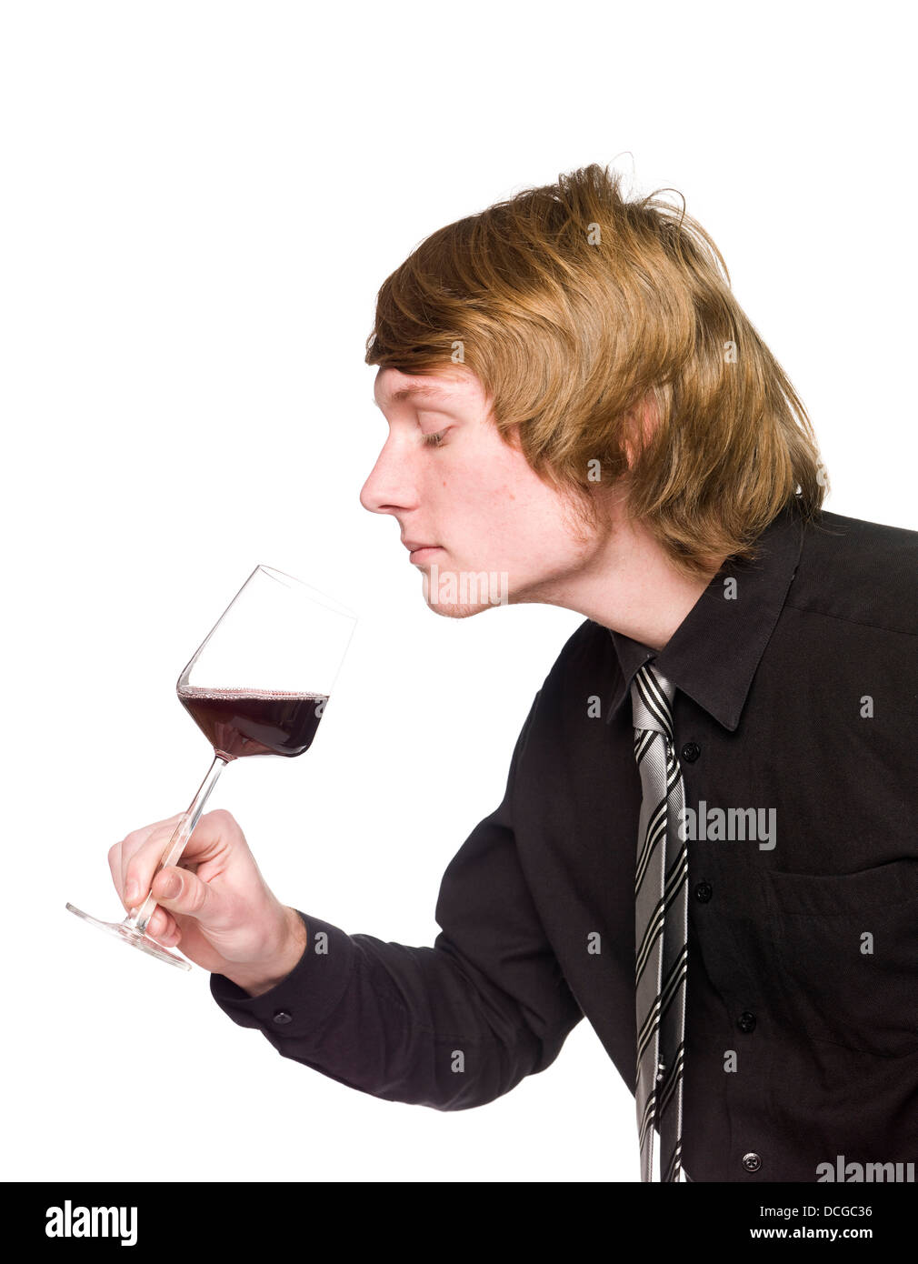 Man smelling wine Stock Photo - Alamy