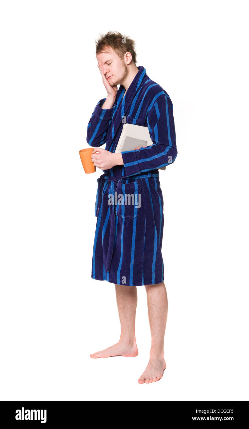 Tiring Robe Tired man in a robe Stock Photo - Alamy