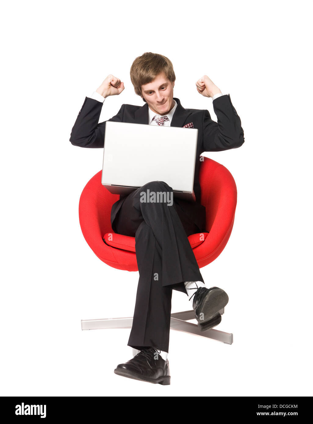 A happy boy with a laptop Stock Photo - Alamy