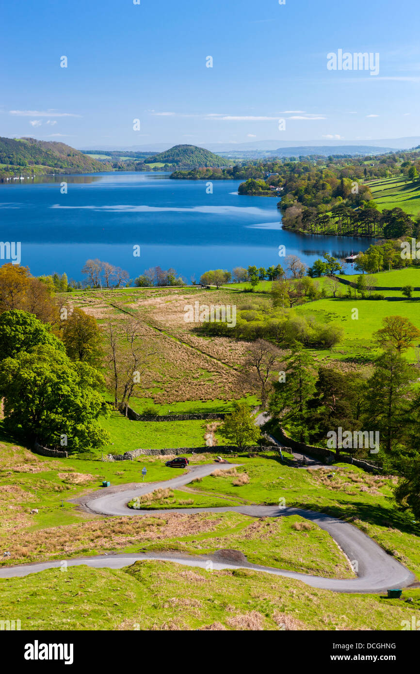 Ullswater from Martindale Road in the Lake District National Park, Howtown, Cumbria, England, UK, Europe. Stock Photo