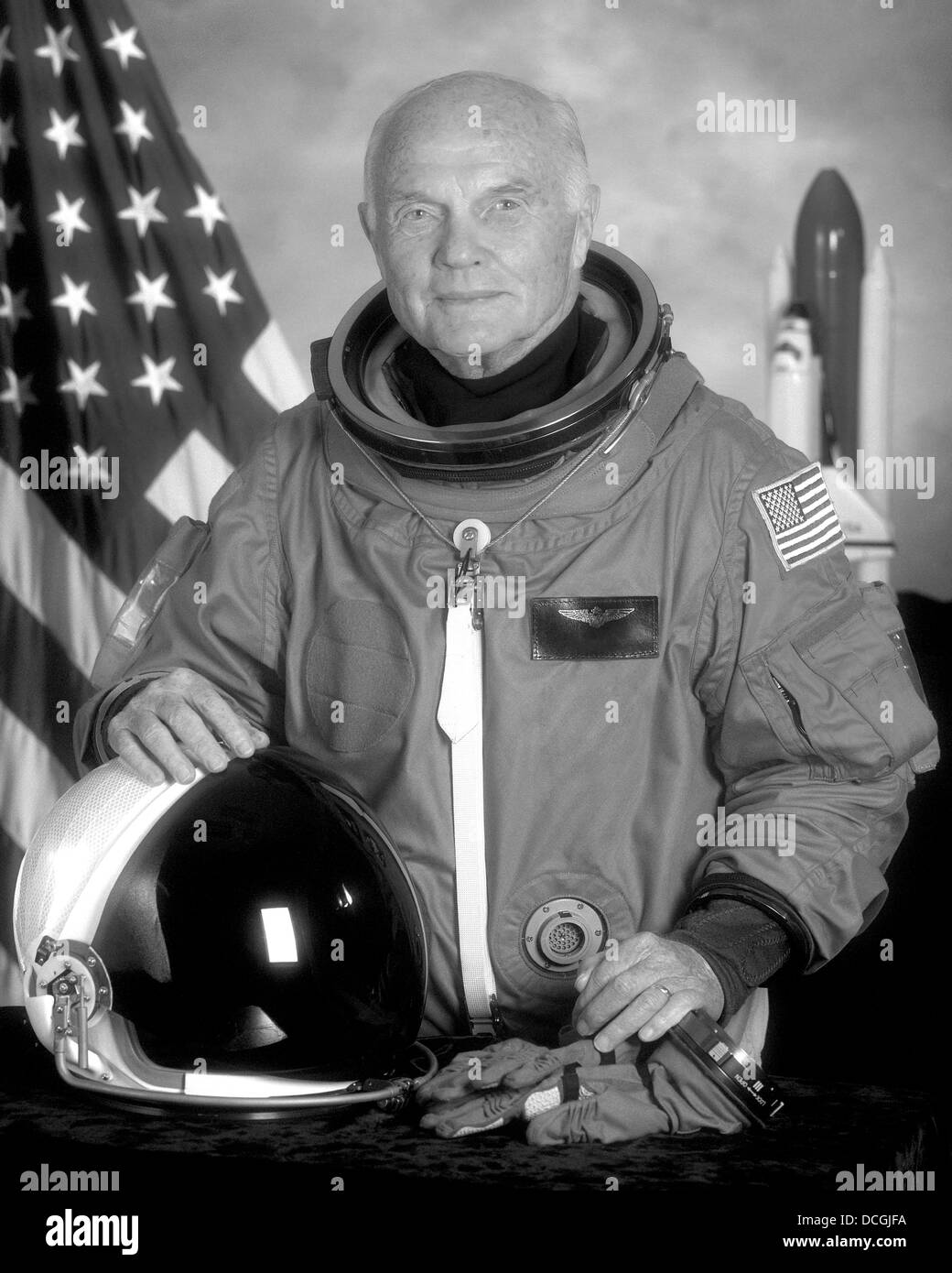 Digitally restored American history photo of astronaut John Glenn. Stock Photo