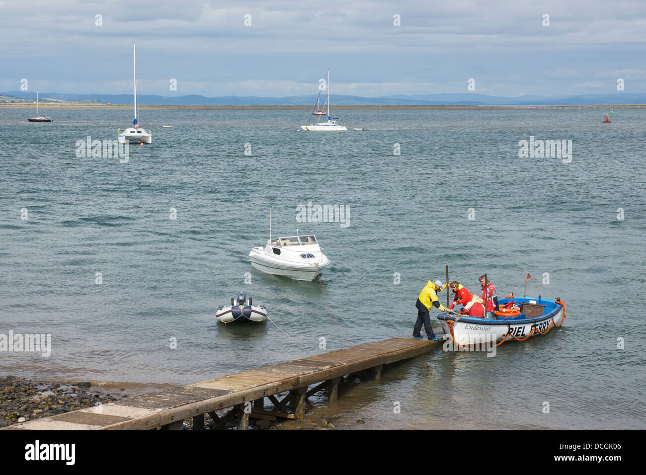 Passengers on the Piel Island ferry, South Lakeland, Cumbria, England UK Stock Photo