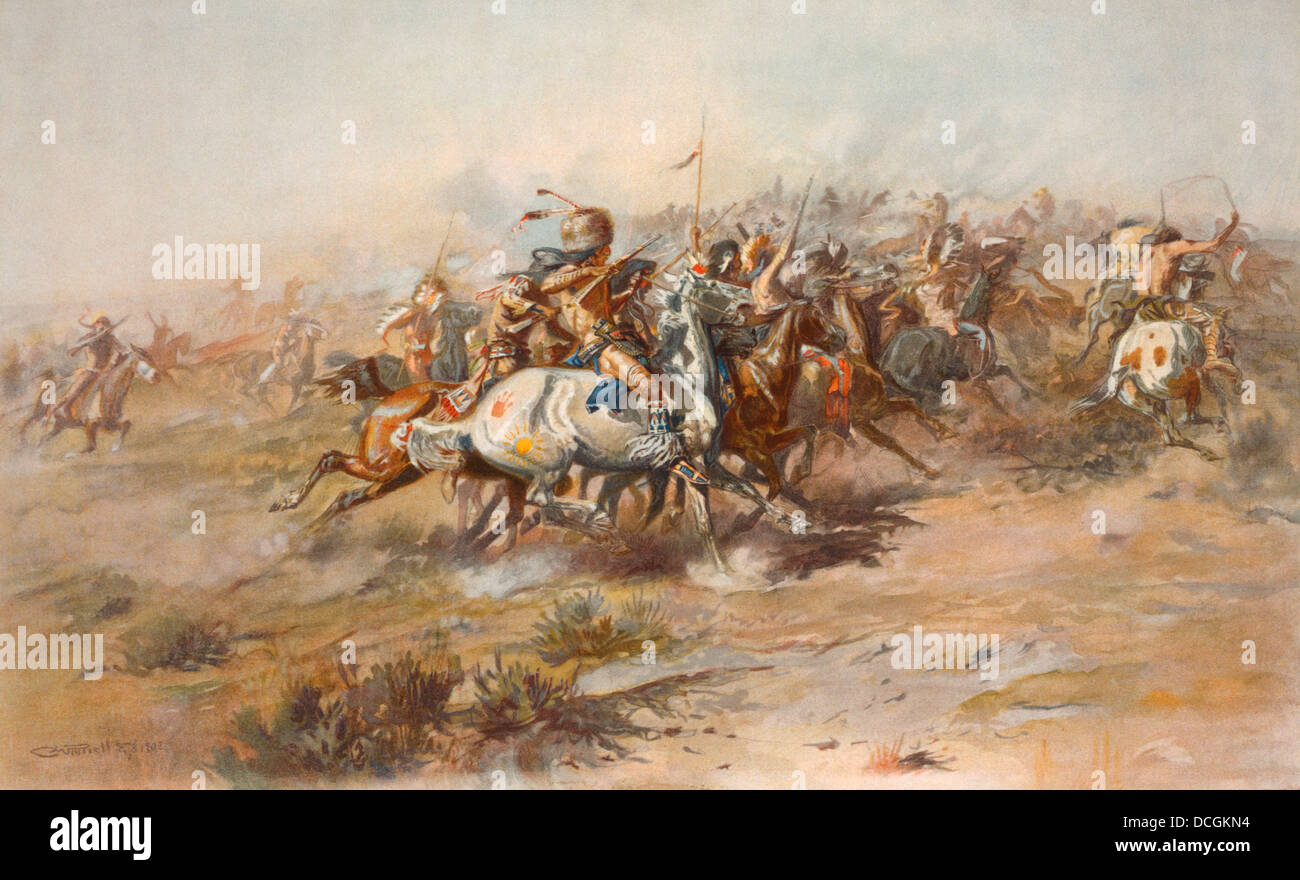 Digitally restored American history print of the Battle of Little 