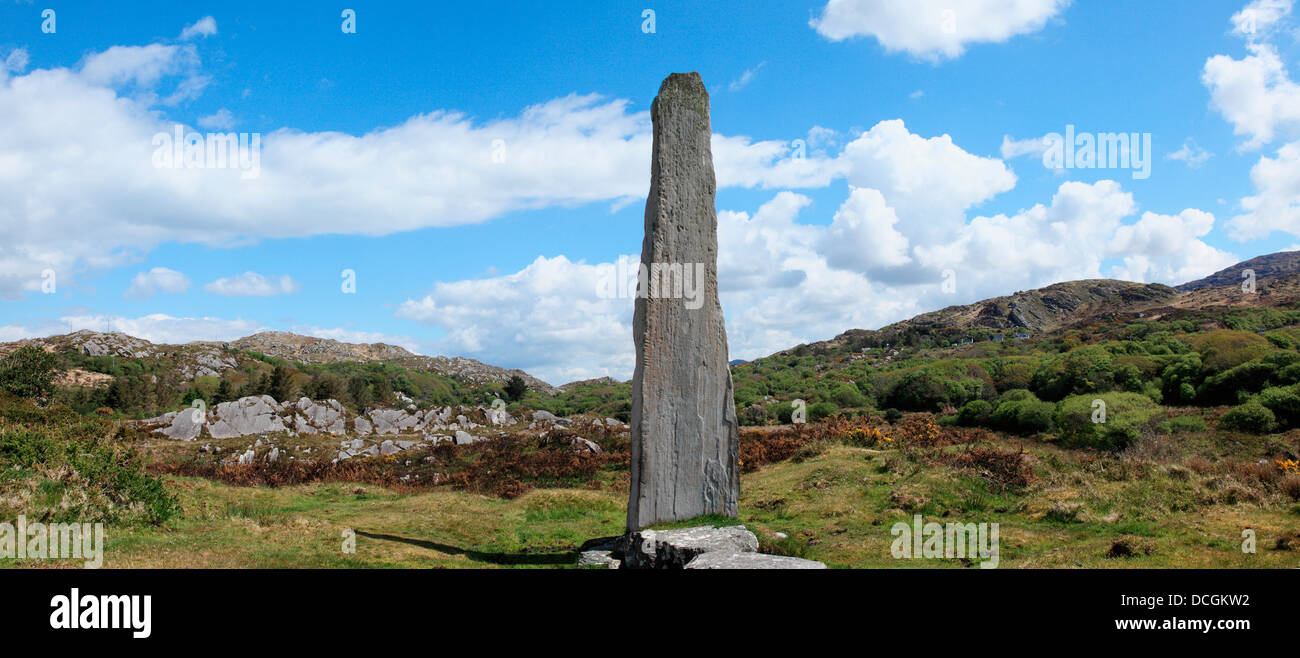 The Ballycrovane Ogham Stone Near Eyeries; County Cork, Ireland Stock