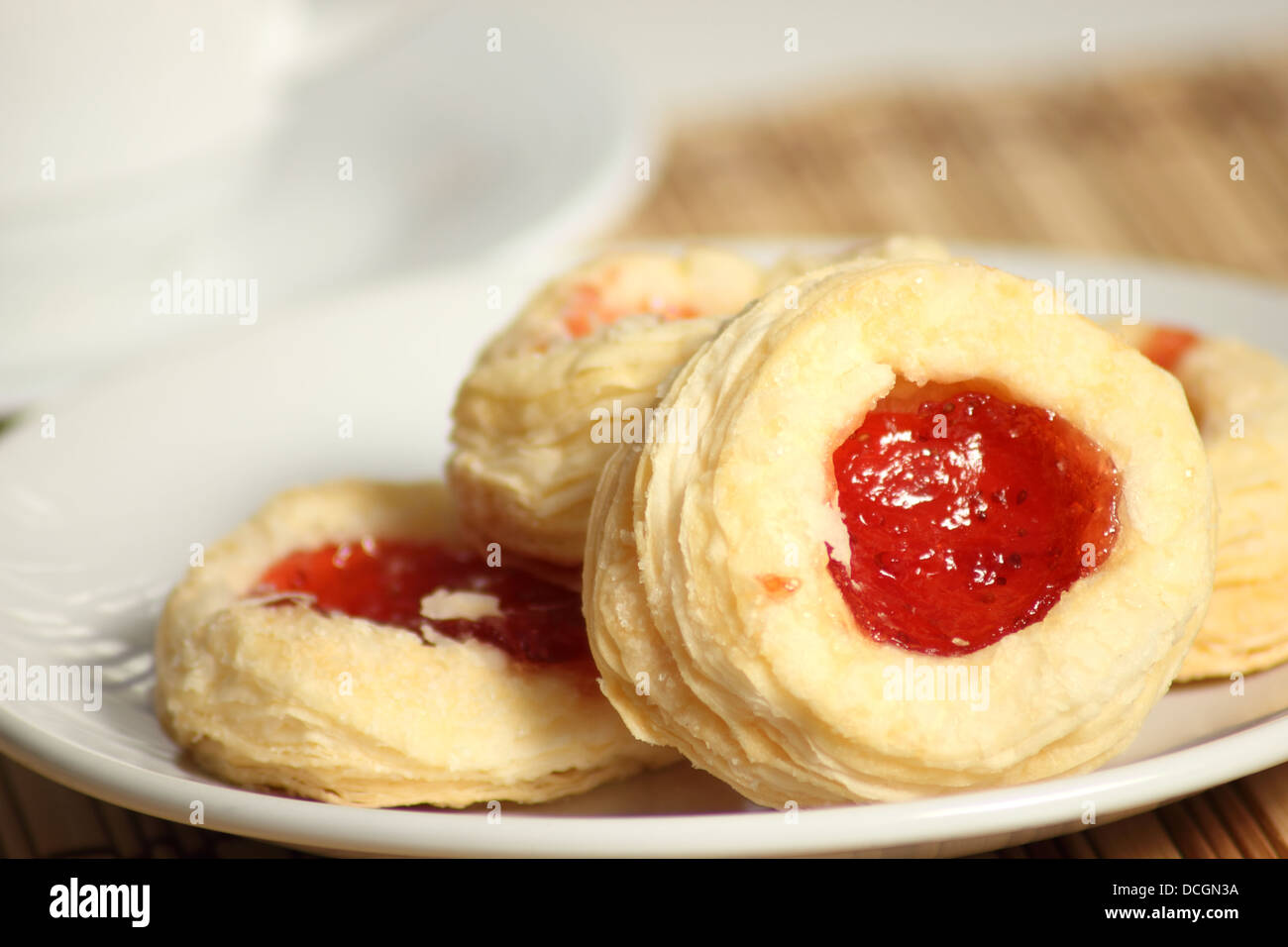 A Delicious cookie strawberry jam puff pastry Stock Photo - Alamy