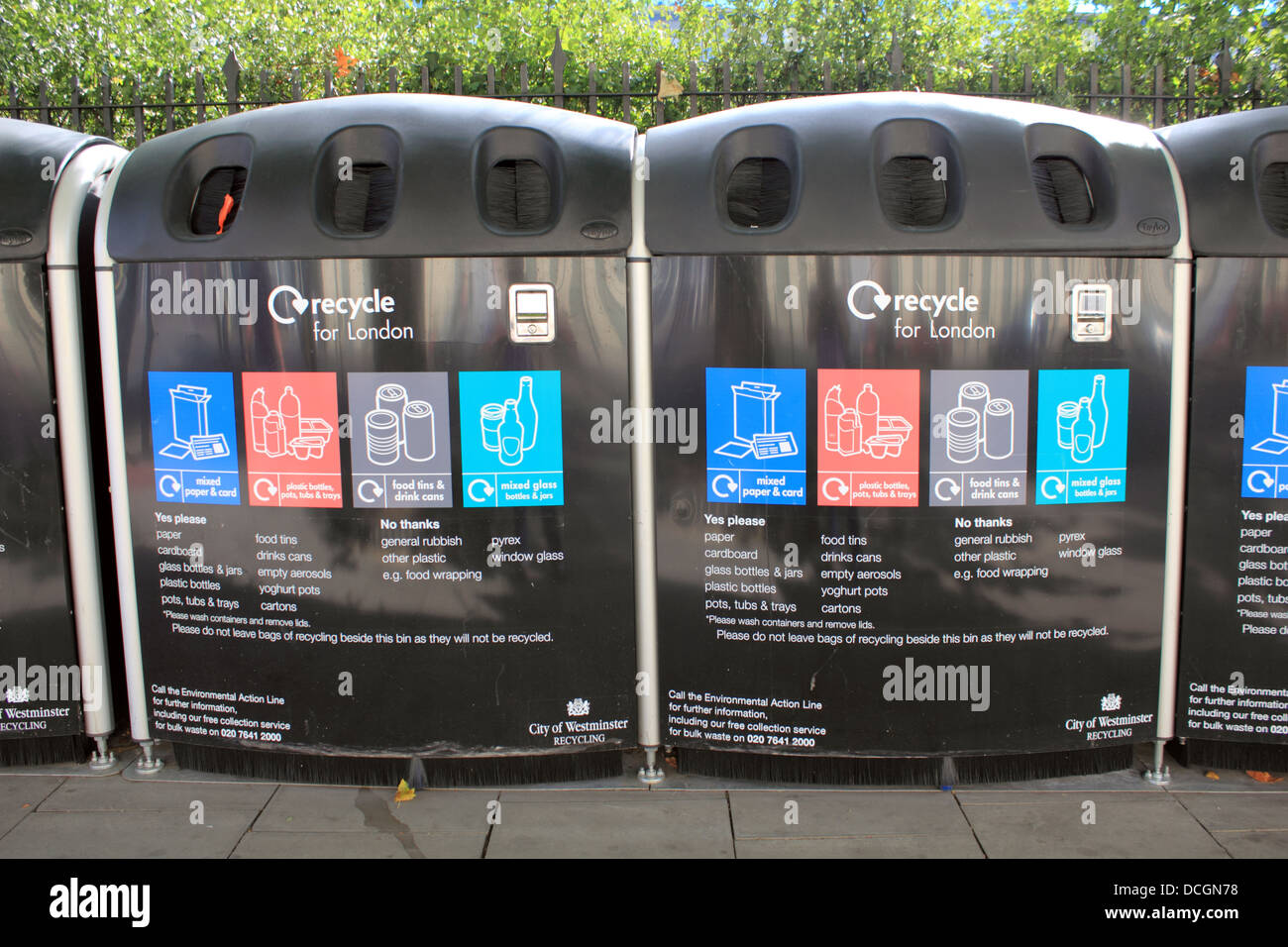 Recycle bins Westminster London England UK Stock Photo Alamy