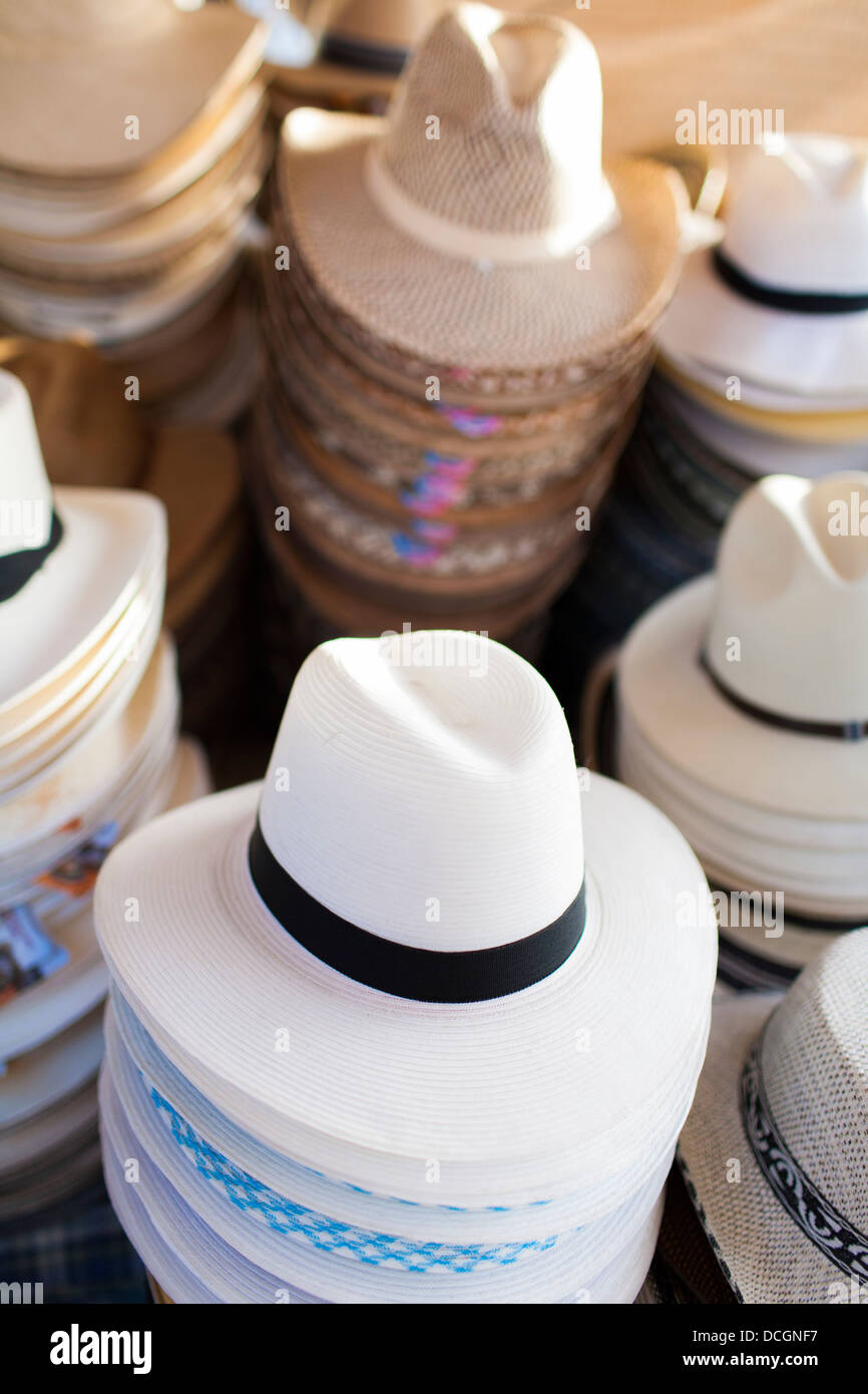 Colombian hats and sombreros for sale in the weekly market in Villa de Leyva  in the department of Boyaca in Colombia Stock Photo - Alamy