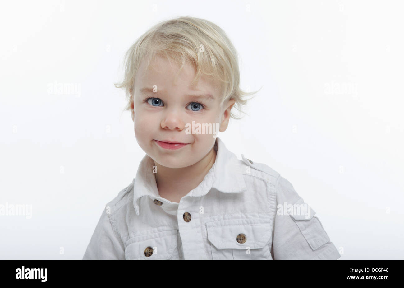 Portrait Of Blonde Toddler Boy Stock Photo