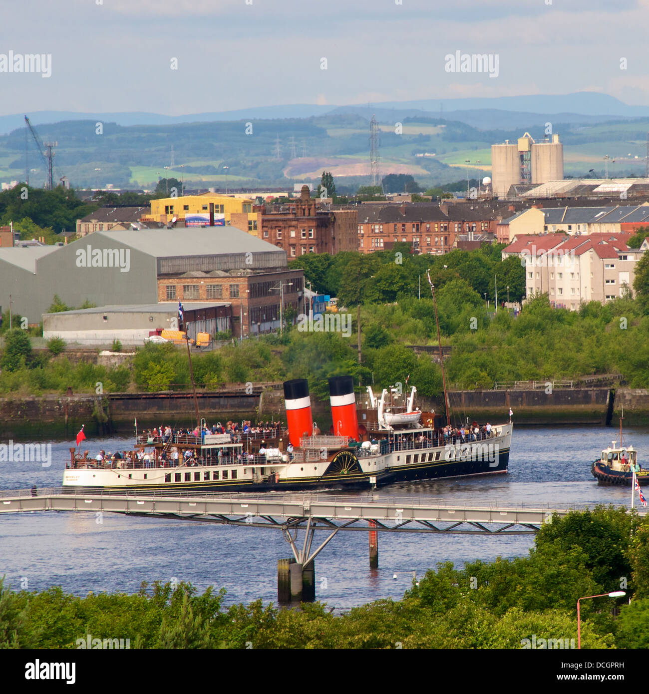 Waverley sailing down the Clyde in centre of Glasgow, Scotland on its 