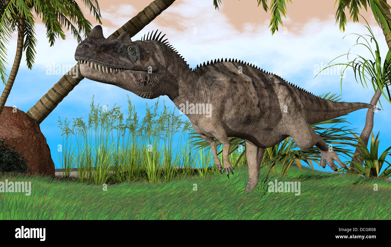 Ceratosaurus hunting in a prehistoric environment Stock Photo Alamy