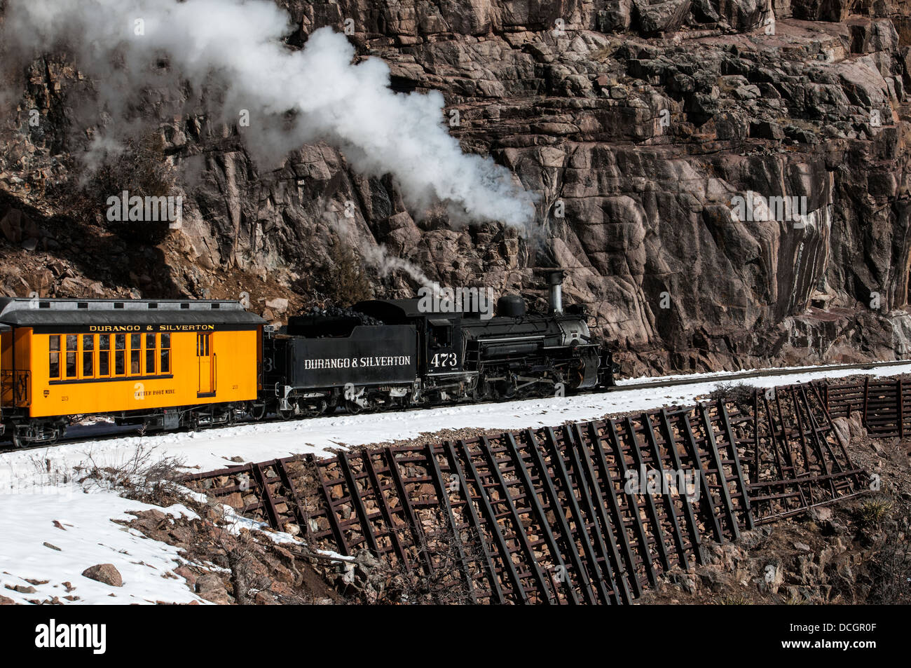 Steam engine and boxcars from the Durango and Silverton Narrow Gauge ...