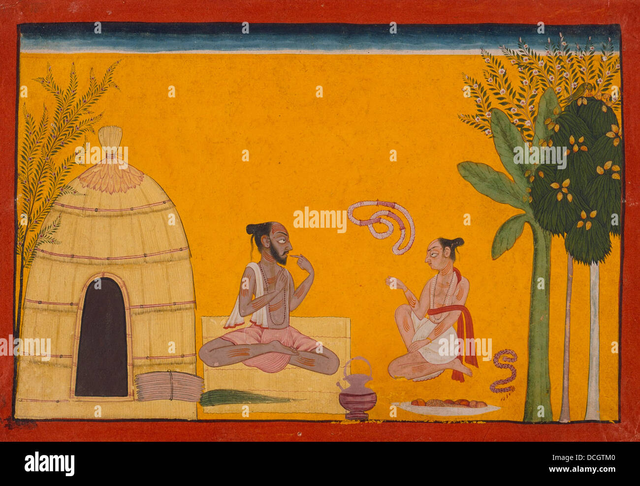 Valmiki Reciting the Ramayana to His Pupil Bharadvaja, Folio from the 'Shangri' Ramayana (Adventures of Rama) M.83.105.9 Stock Photo