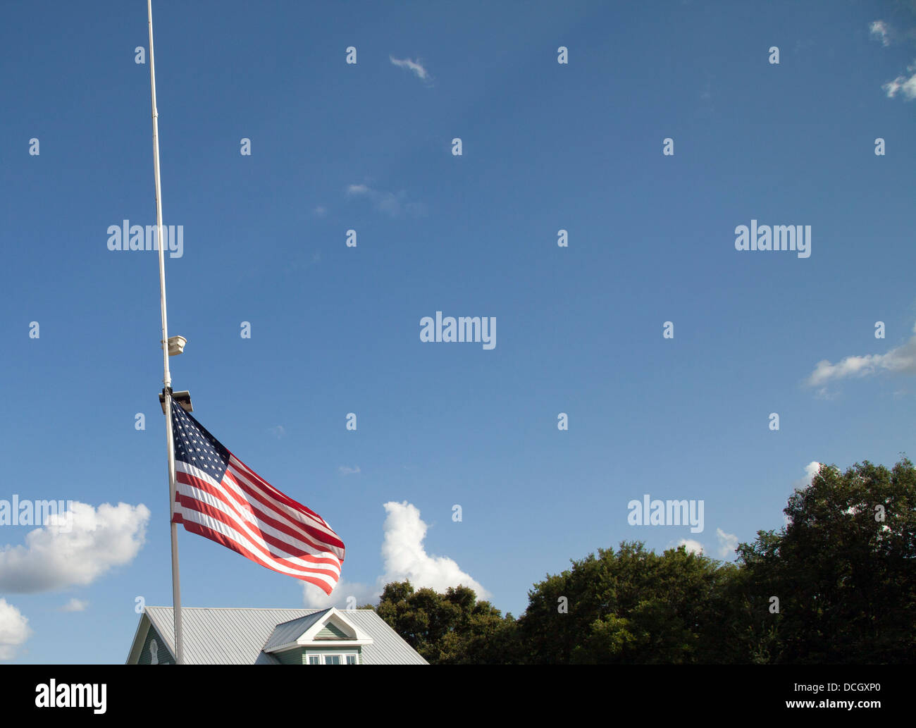 American flag at halfmast Stock Photo Alamy