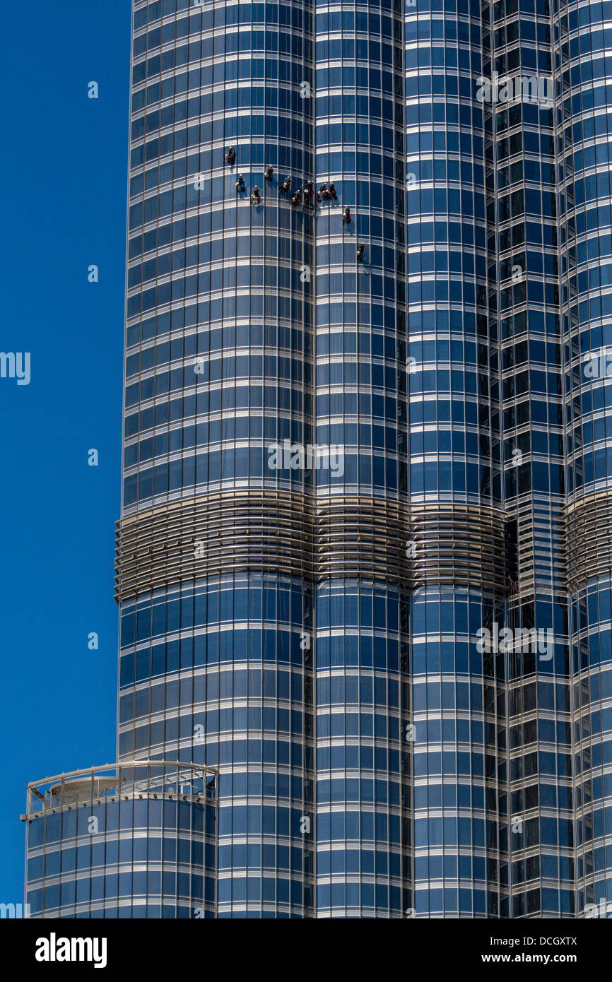 Window cleaners Burj Khalifa. برج خليفة, Dubai, Stock Photo