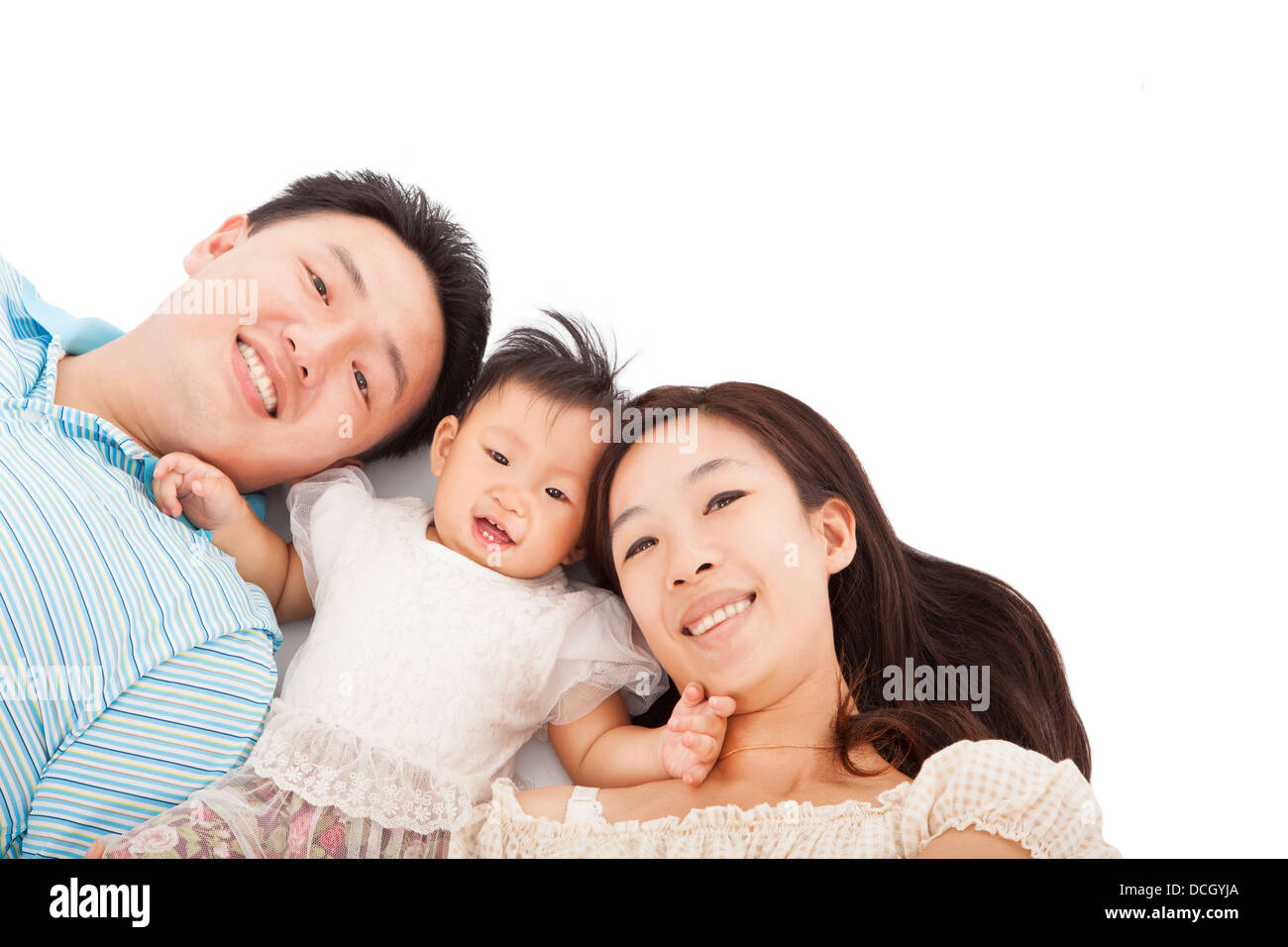 Happy asian family isolated on white Stock Photo