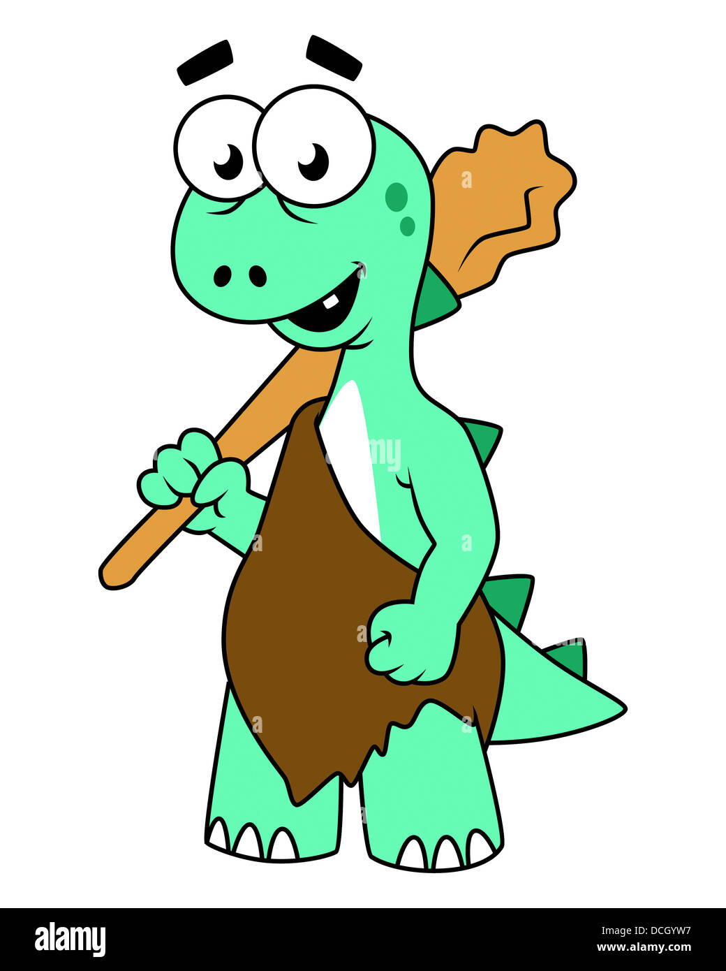 Cartoon illustration of a Tyrannosaurus Rex caveman. Stock Photo