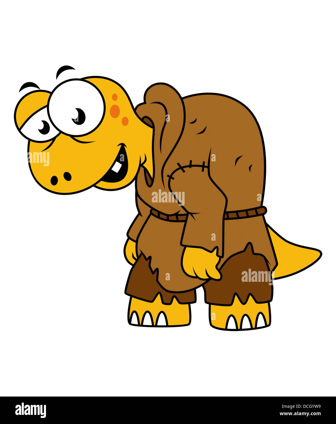 Cartoon illustration of a dinosaur hunchback. Stock Photo