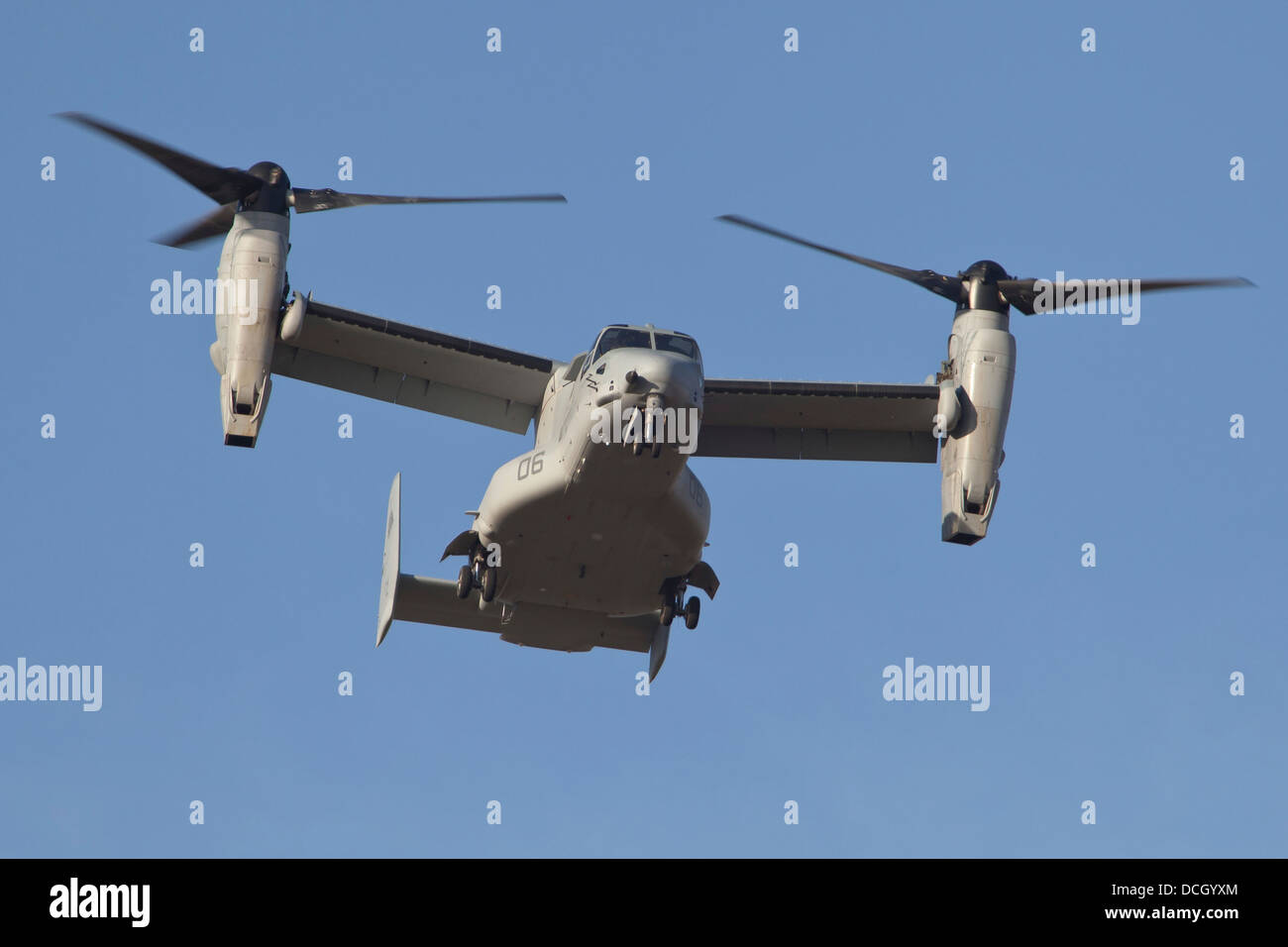 An MV-22B Osprey prepares for landing, Marine Corps Air Station Yuma, Arizona. Stock Photo