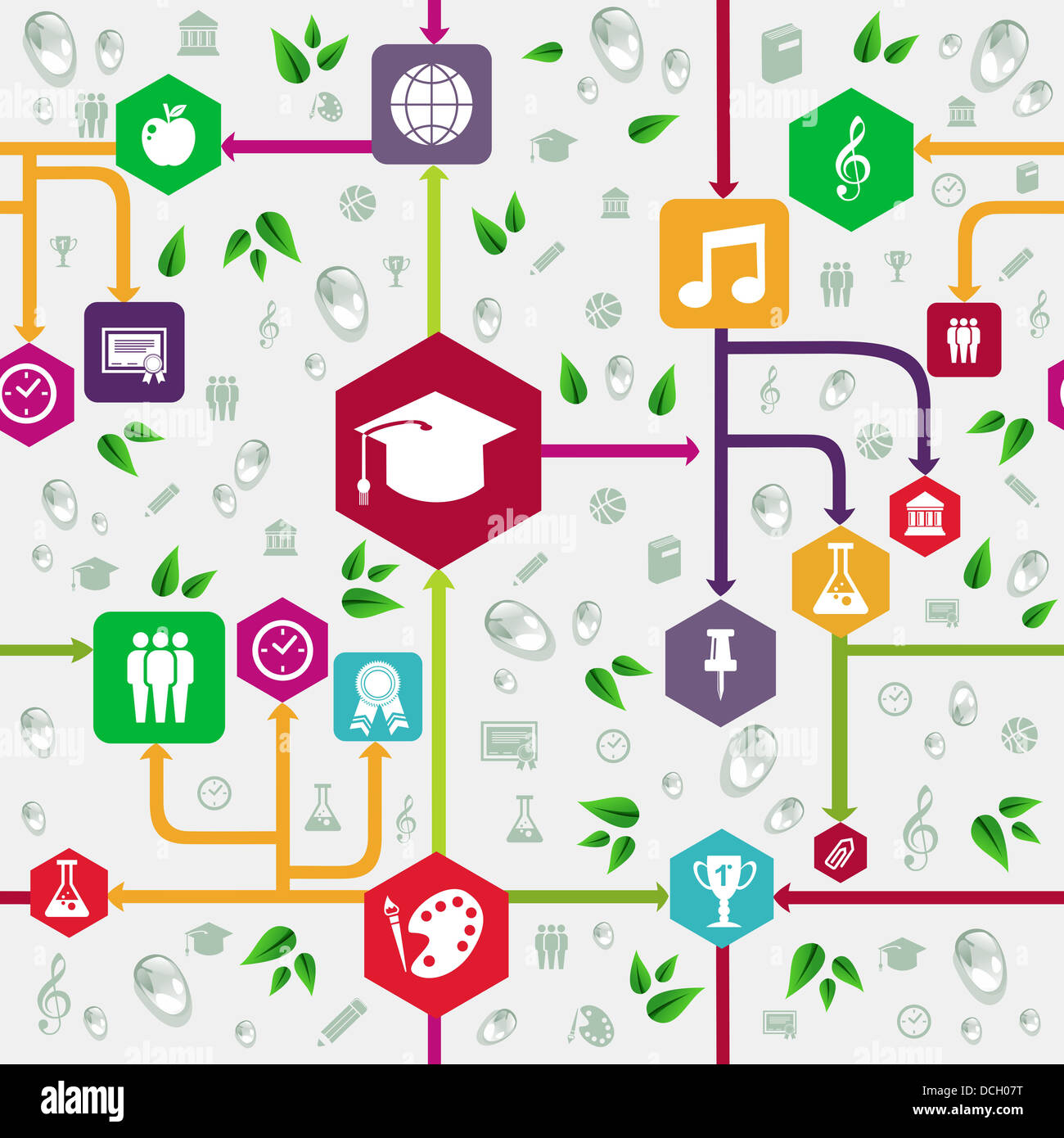 Back to School network flat icons education seamless pattern background ...