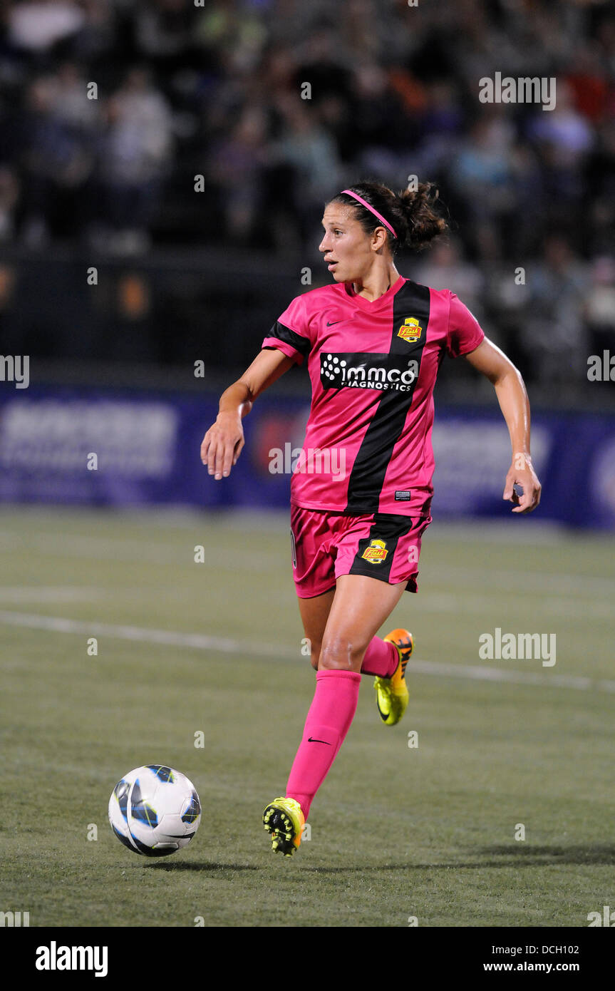 Aug. 17, 2013 - Rochester, NY, United States of America - August 17, 2013: Western New York Flash Midfielder Carlie Lloyd #10 in action during the first half of play. The Western New York Flash defeated the Boston Breakers 2-1 at Sahlen's Stadium in Rochester, NY. Stock Photo
