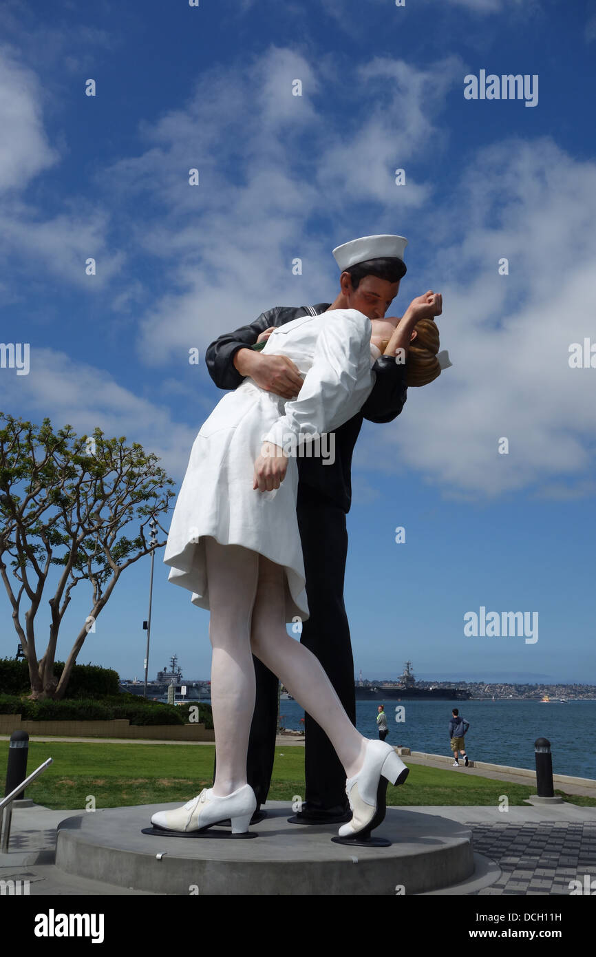 Unconditional Surrender statue in downtown San Diego seaside Stock
