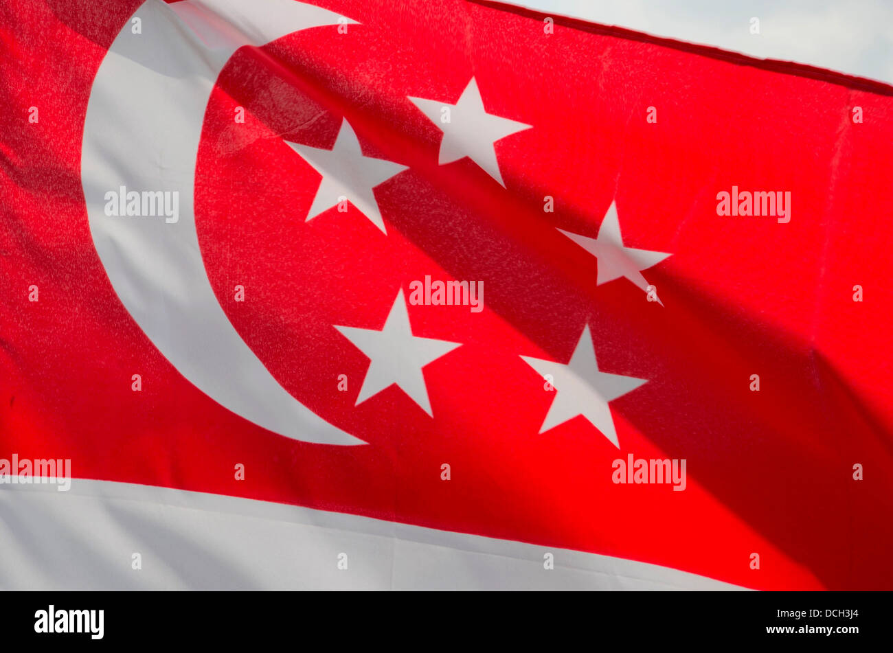 Singapore red and flag with crescent stars Stock Photo - Alamy