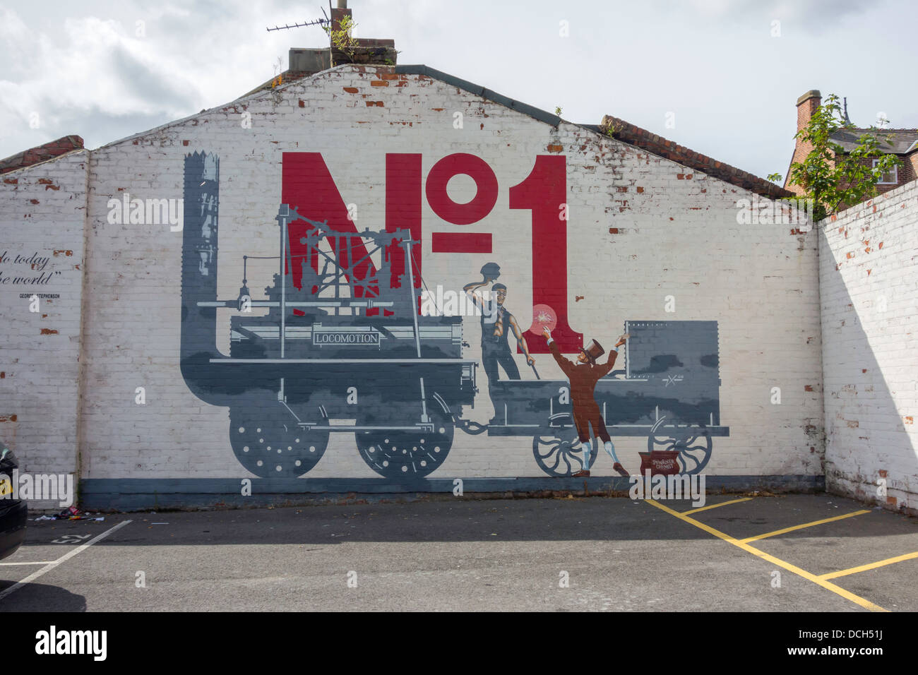 Large wall painting in a Stockton on Tees Car Park of No.1 a