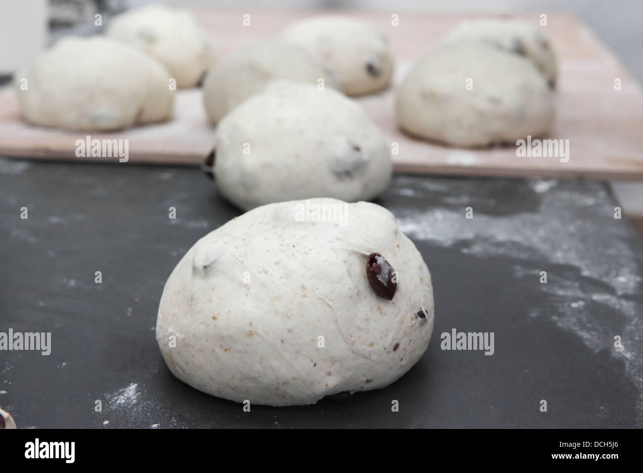 Yeast bread dough rises in a bakery Stock Photo Alamy