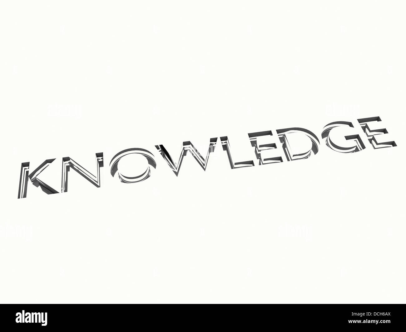 knowledge word in engraving, as conceptual background. 3d render Stock