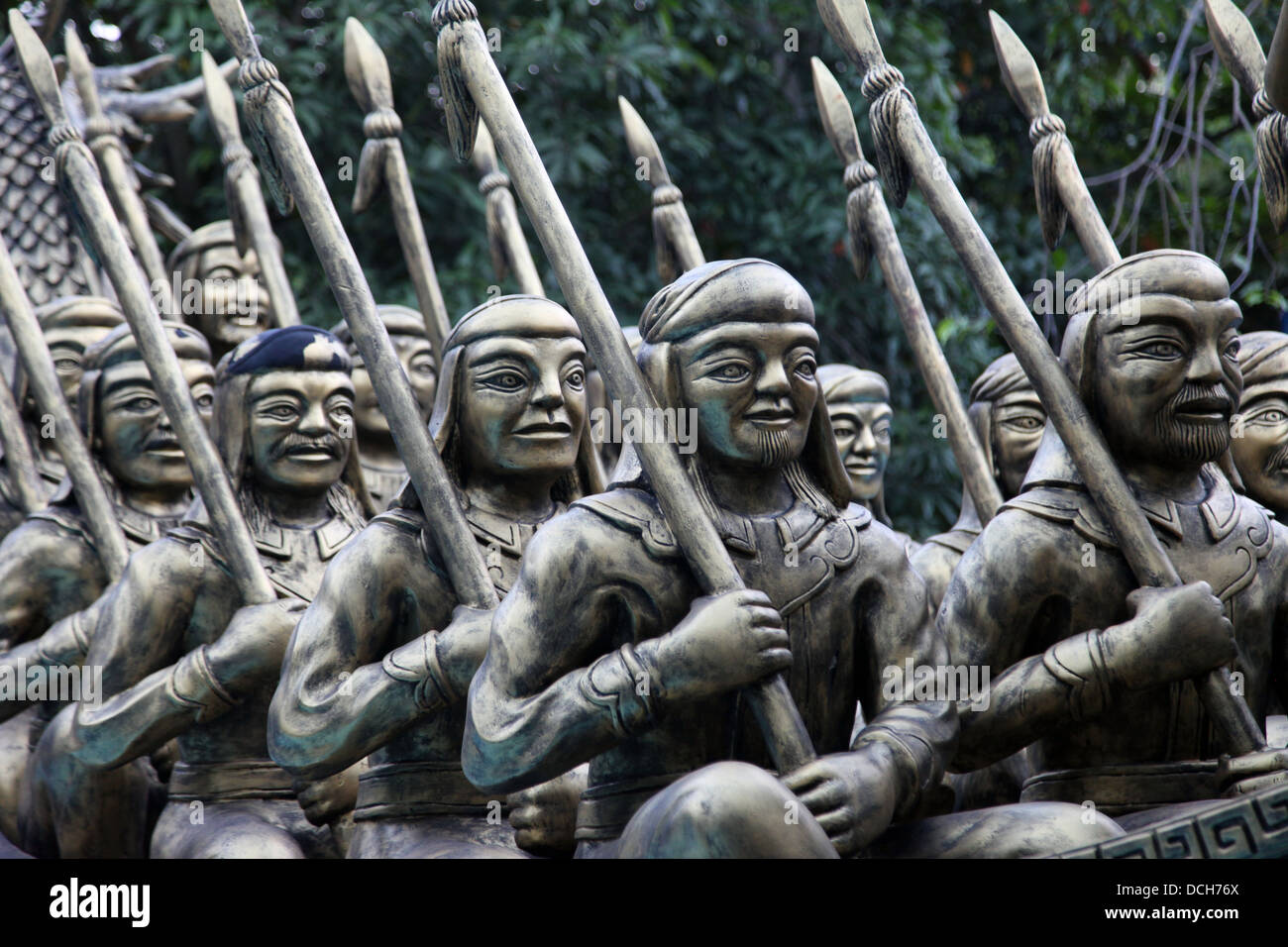 It's a photo of soldiers in line or a a army of statues in China. It's