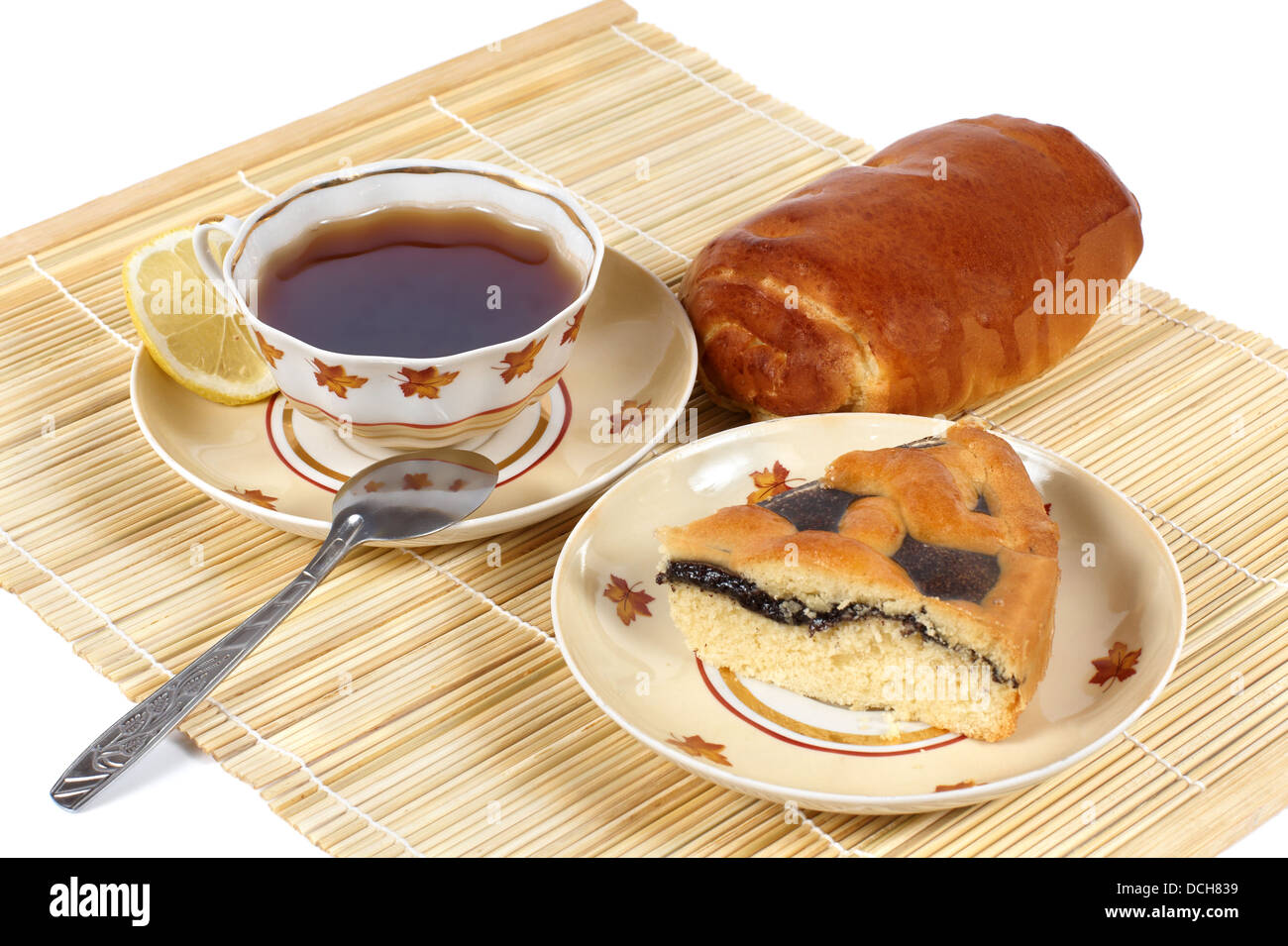 Sweet food with tea Stock Photo