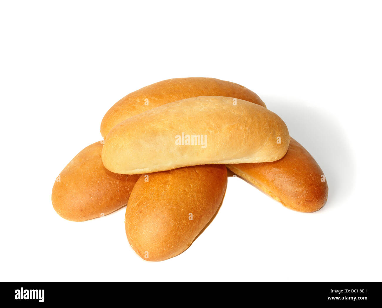 Several hot dog buns isolated over white Stock Photo