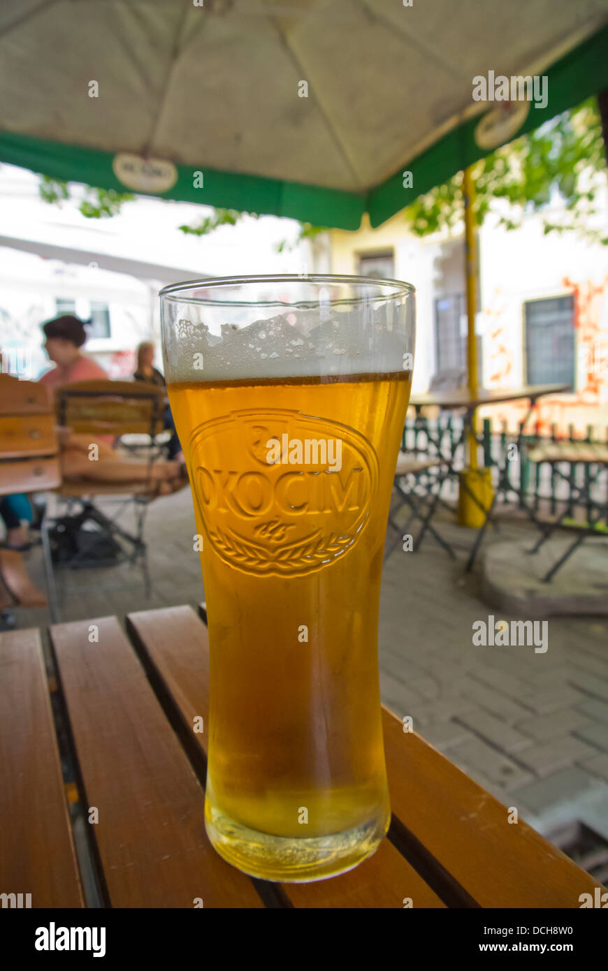 Local beer Nowy Swiat 22 courtyard the Secret Garden central Warsaw Poland Europe Stock Photo