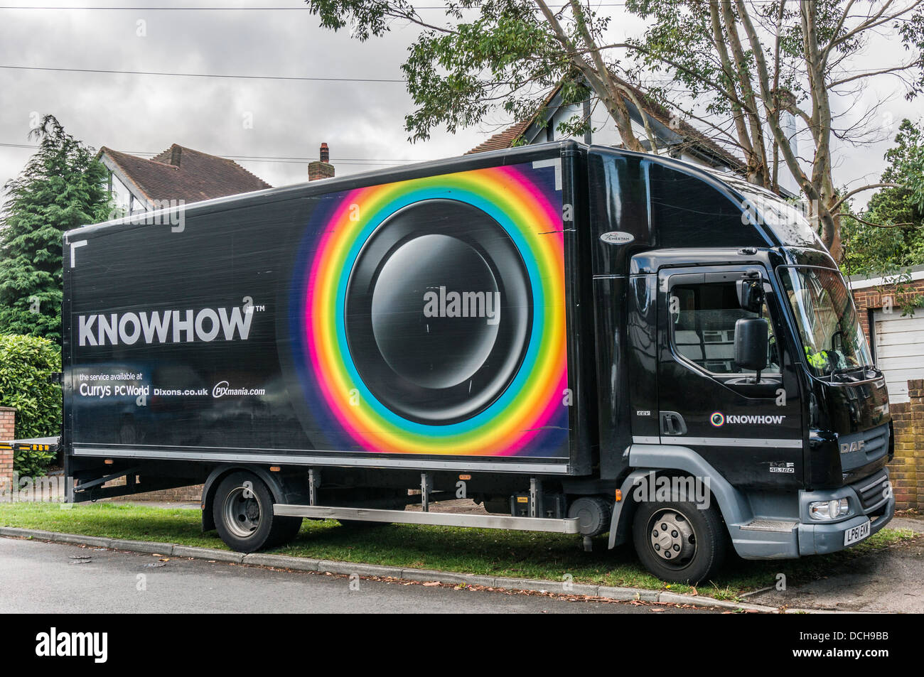 Knowhow - a white goods delivery lorry, parked in a side street of Banstead, Surrey, England, UK. Stock Photo