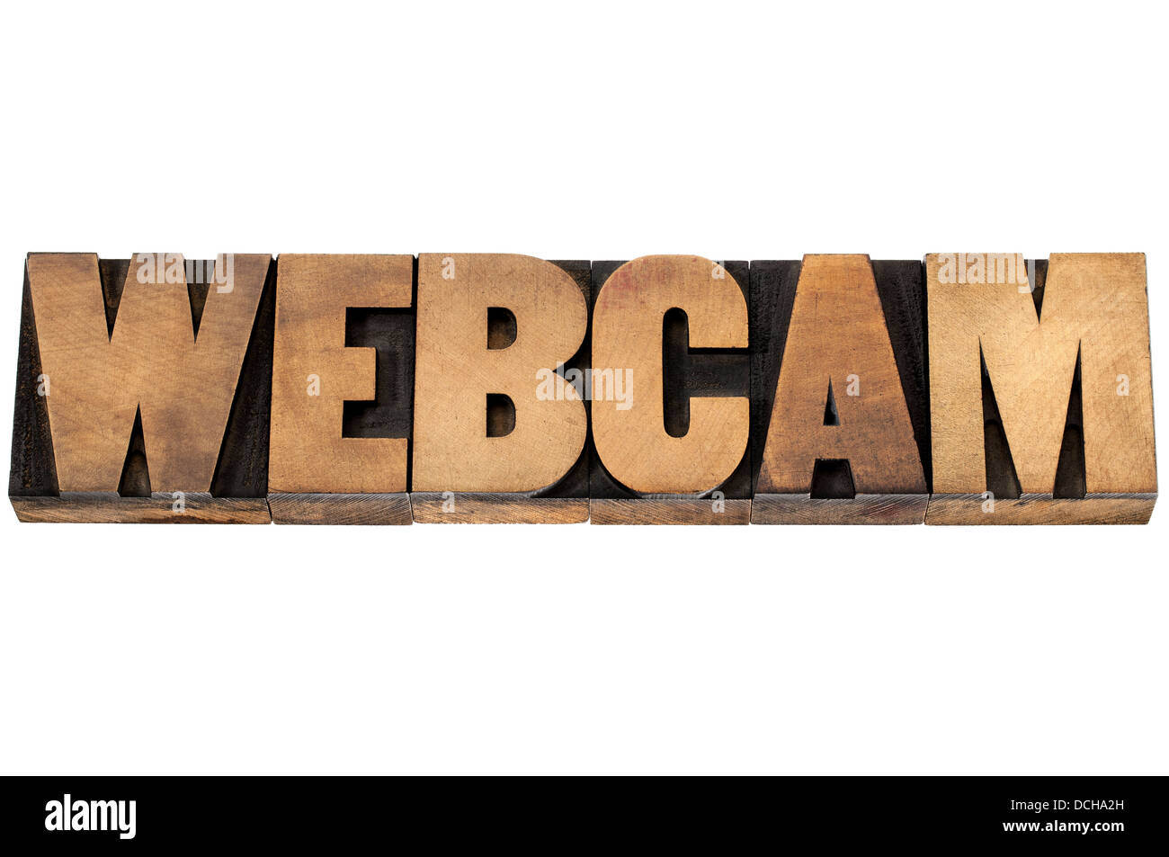 webcam - web video camera - isolated text in letterpress wood type Stock Photo