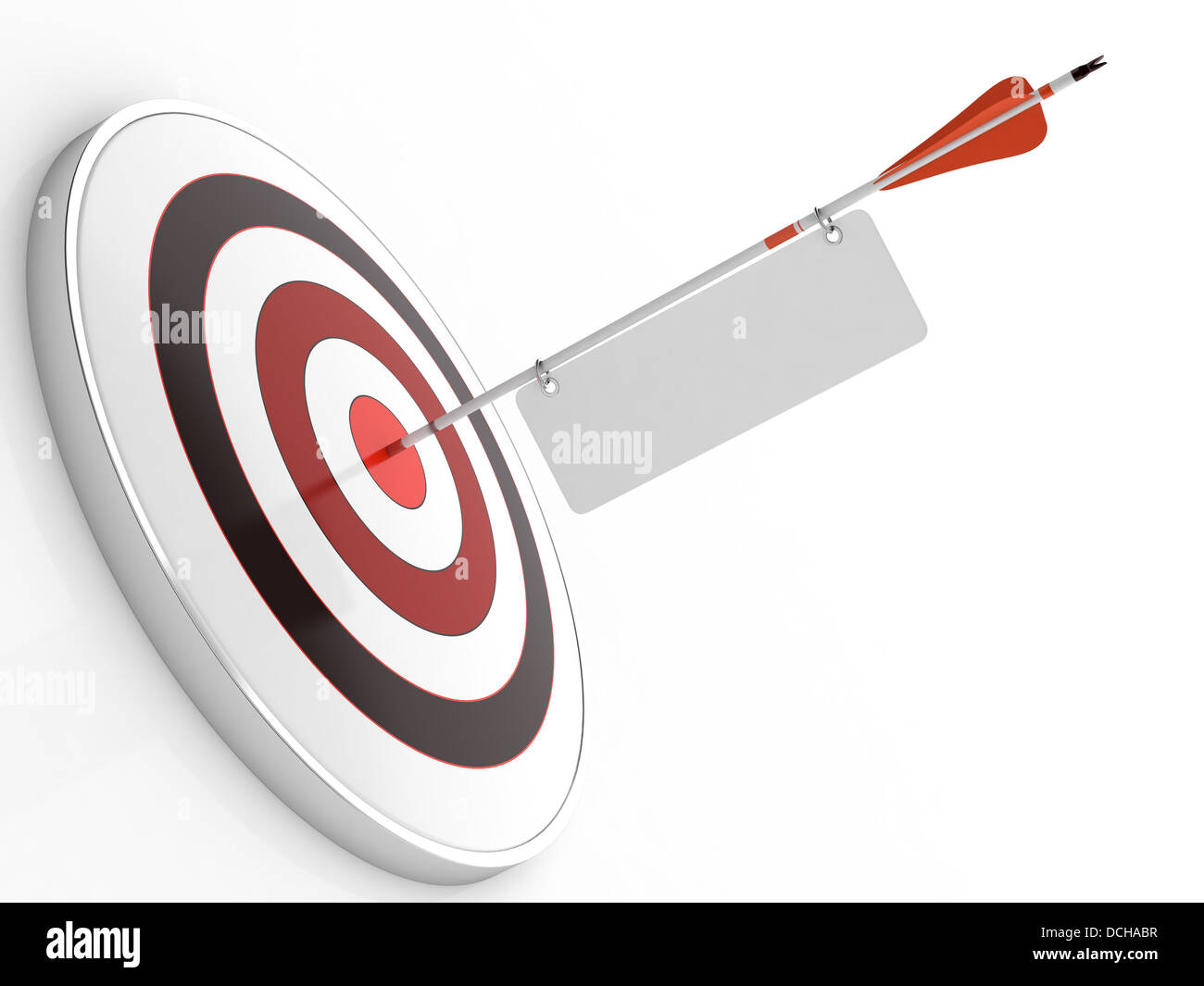 3D illustration of red arrow hitting targets bullseye Stock Photo - Alamy
