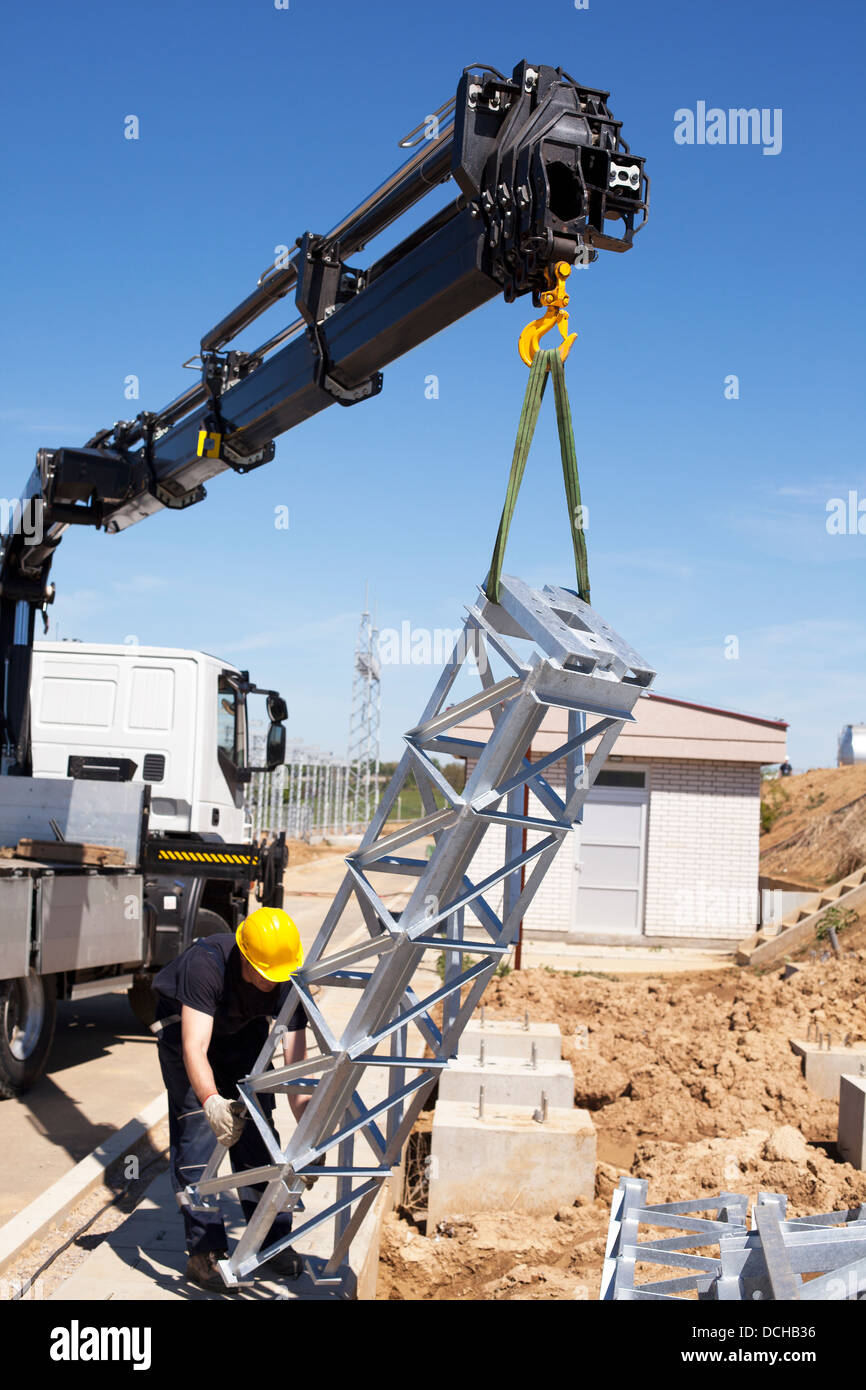 worker on construction site Stock Photo - Alamy