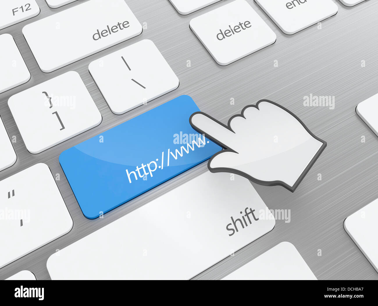 3D render of keyboard and blue button with domain address Stock Photo Alamy